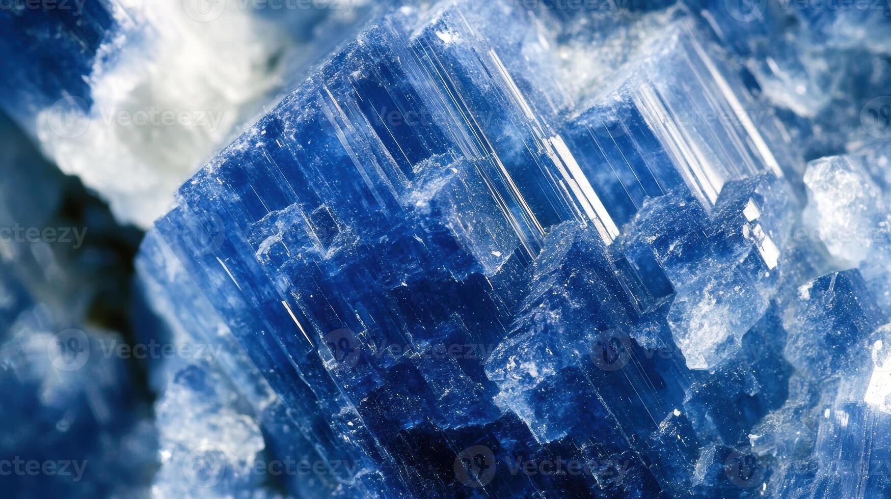 Close-up of kyanite with rich blue hues and unique striated patterns. photo