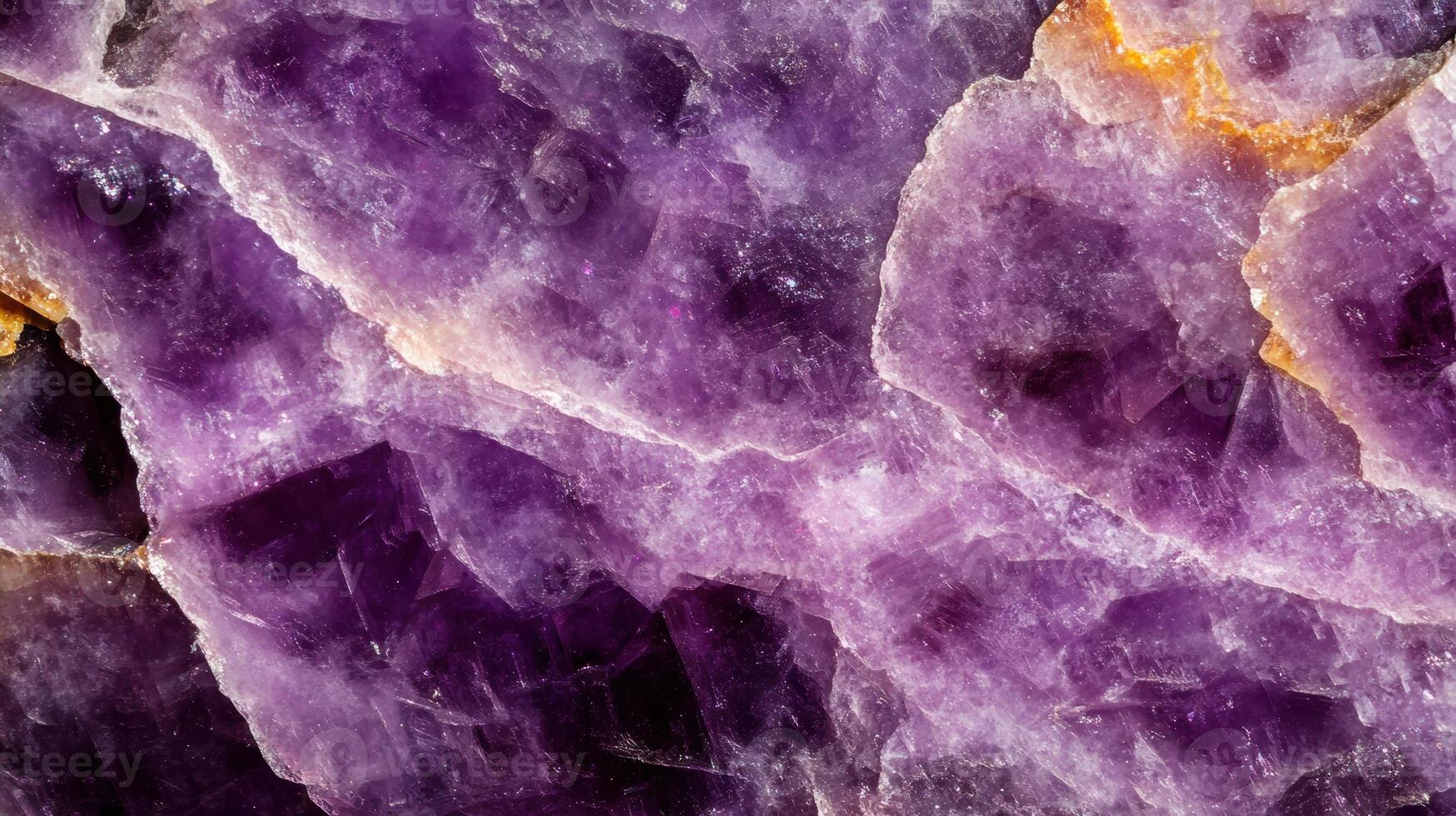 Polished lepidolite stone in extreme close-up, revealing its intricate purple patterns and smooth surfaces. photo