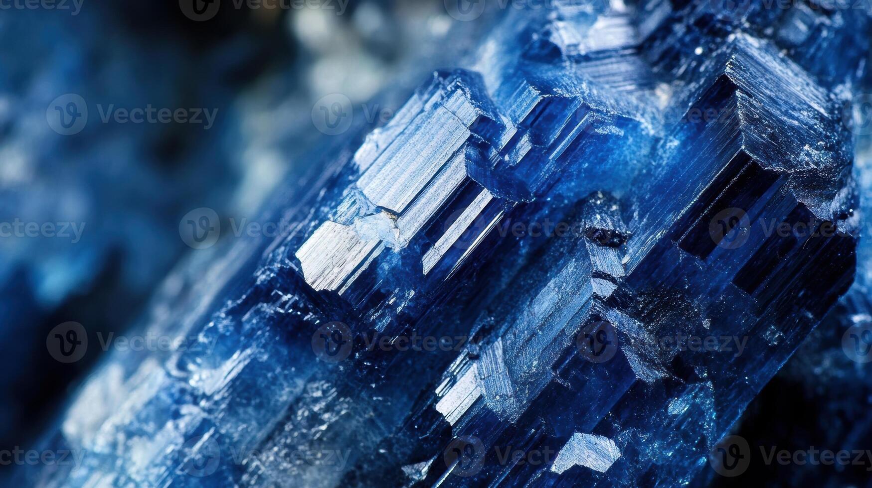Close-up of kyanite with rich blue hues and unique striated patterns. photo