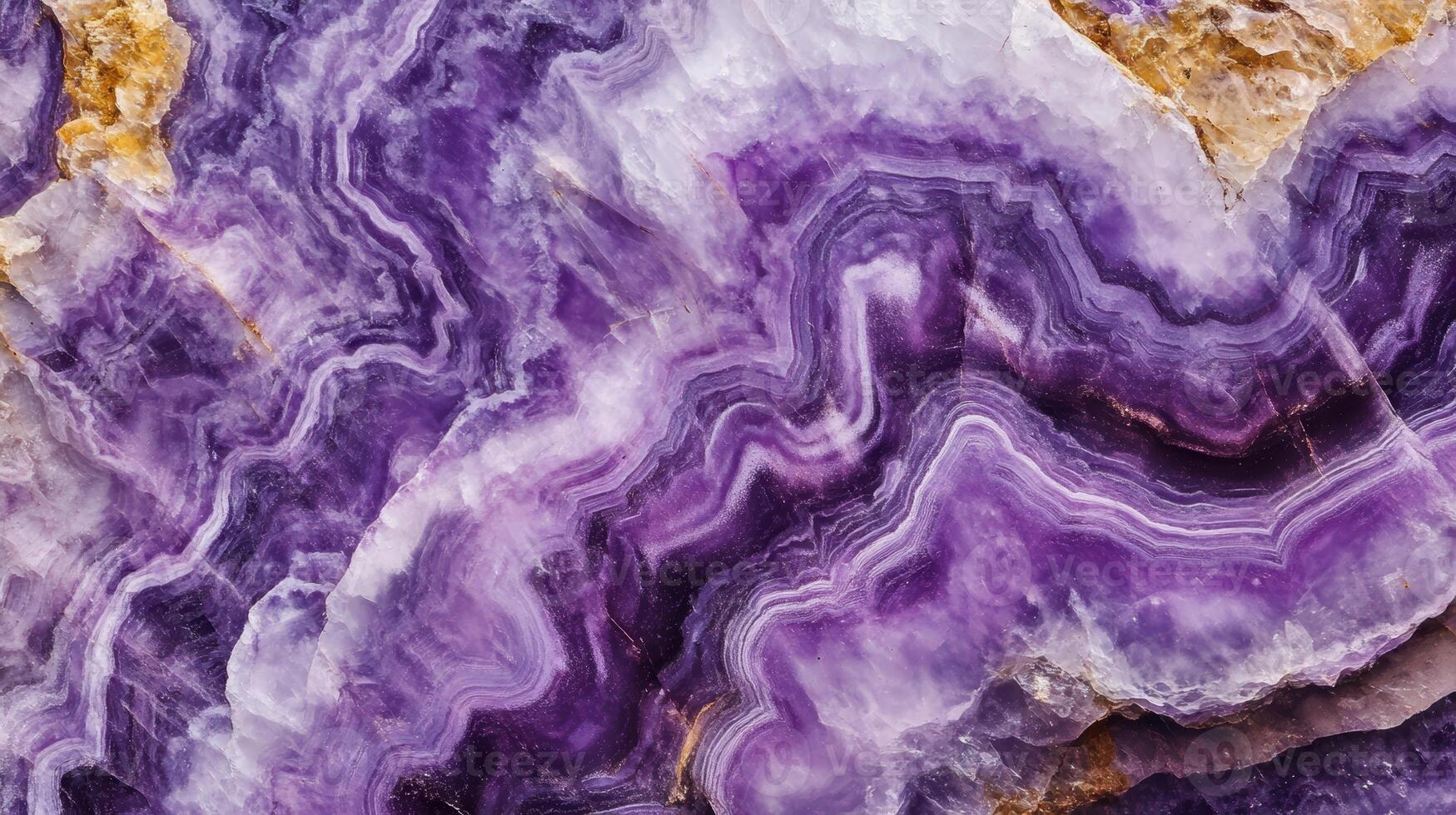 Close-up of charoite crystal highlighting its rich purple hues and intricate patterns. photo