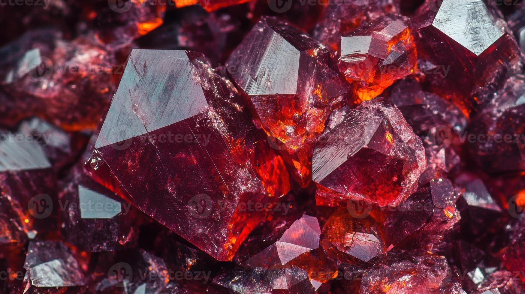 Pyrope garnet gemstone with vibrant red colors, captured in extreme detail to showcase its natural clarity and brilliance. photo