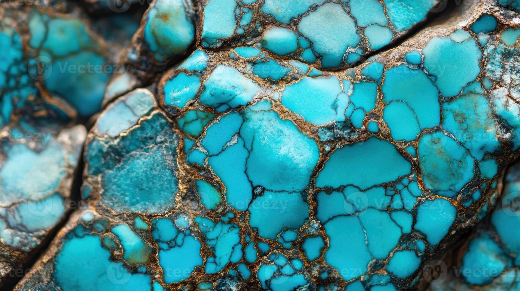 Turquoise stone with bold blue color and intricate gold veins photo