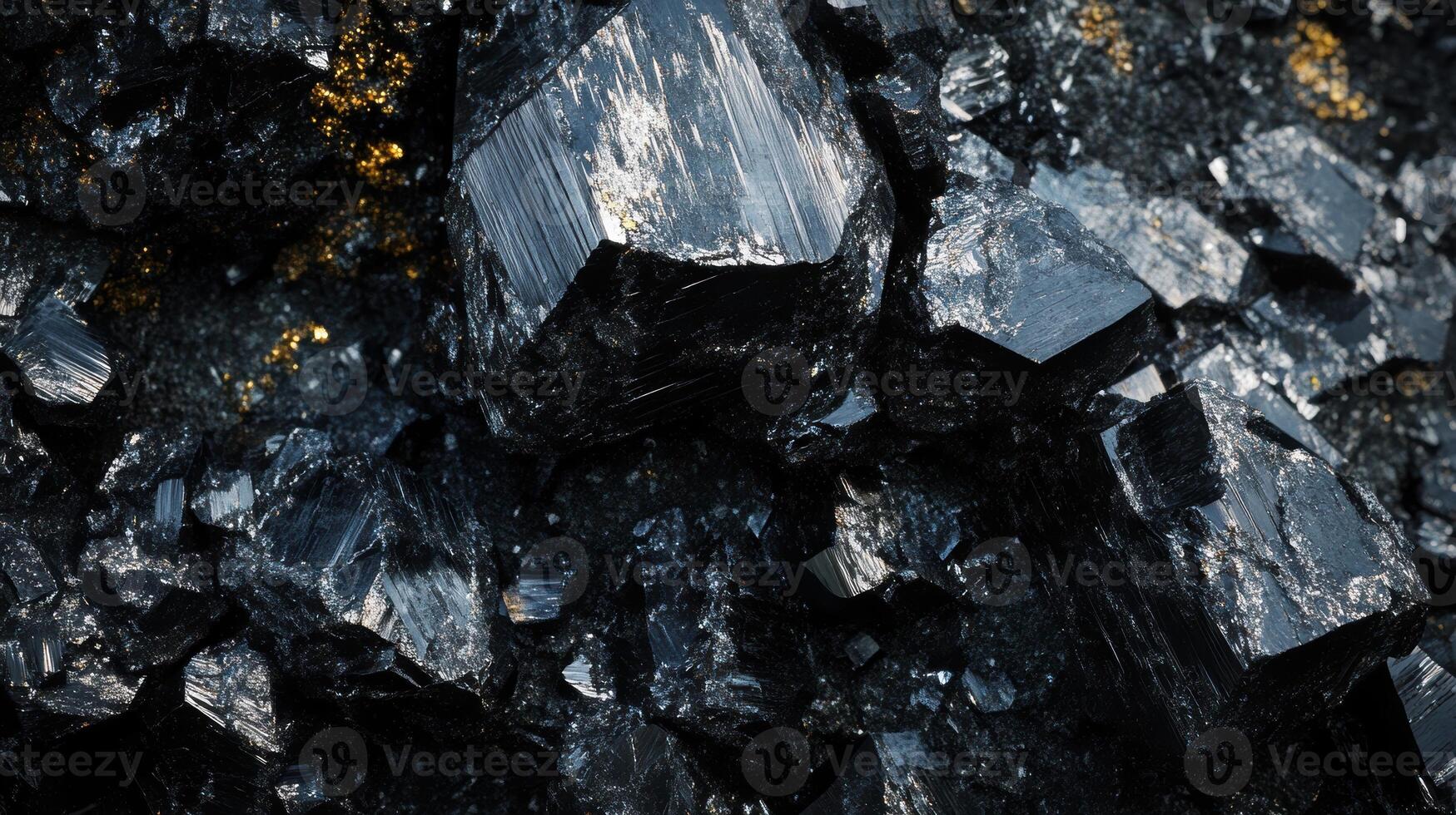 Detailed view of wolframite showcasing rich black hues and sharp facets photo