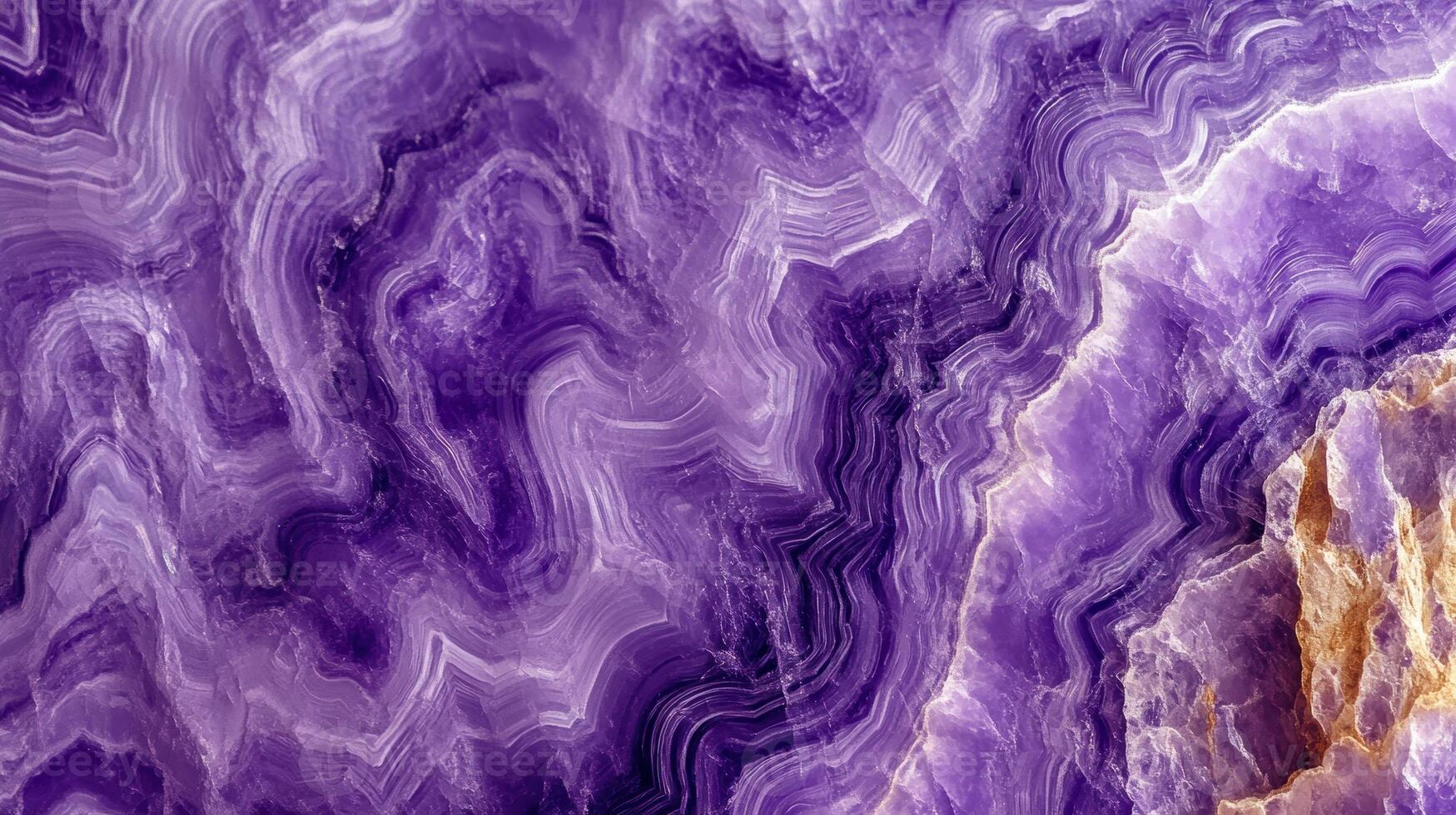 Close-up of charoite crystal highlighting its rich purple hues and intricate patterns. photo