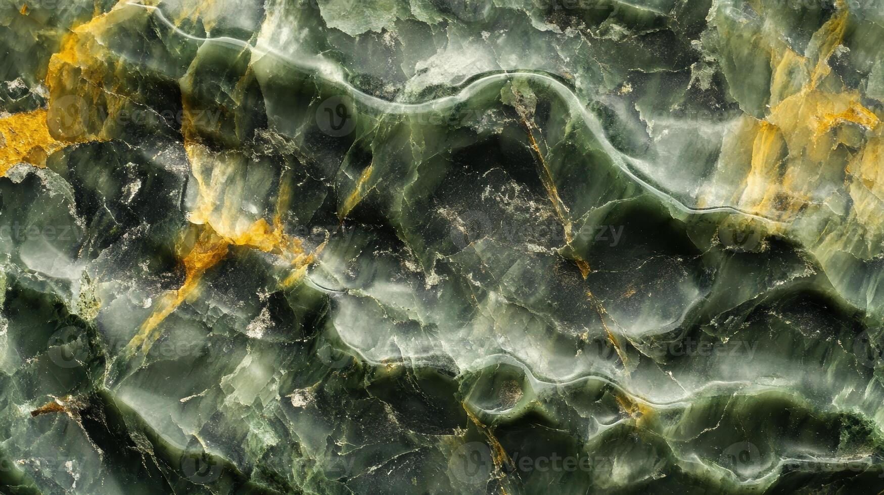 Polished serpentine stone captured in a macro shot, revealing its smooth texture and vibrant colors. photo
