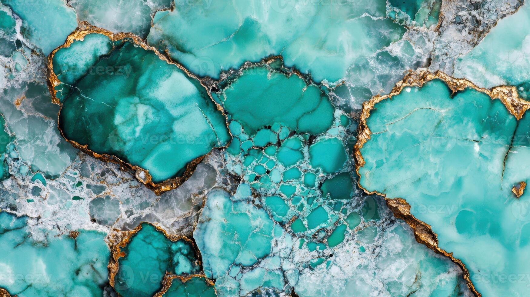 Turquoise stone with bold blue color and intricate gold veins photo