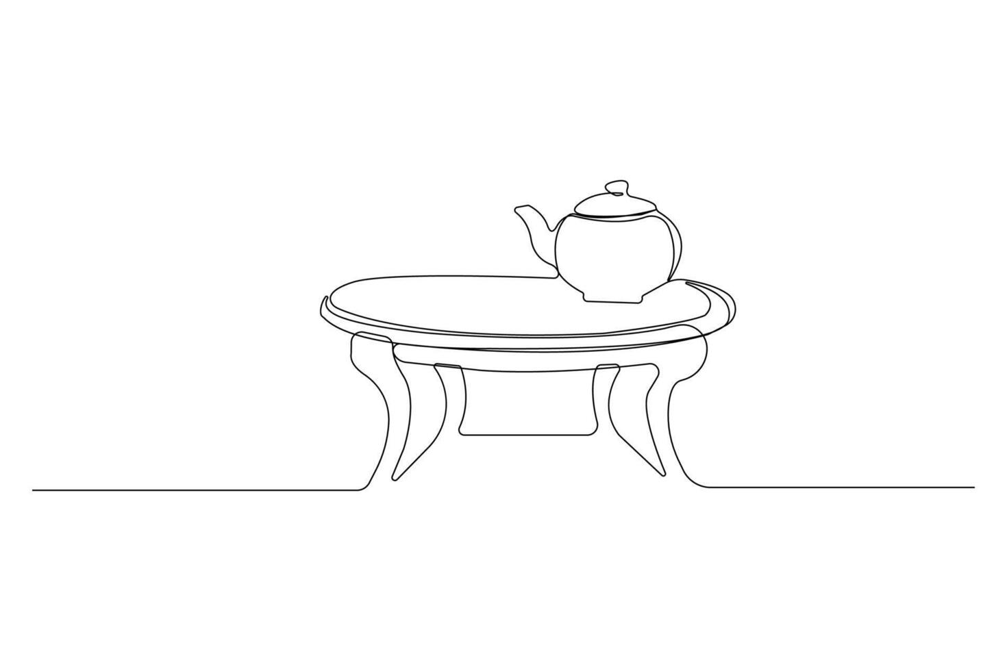 Teapot on a table continuous line art drawing vector
