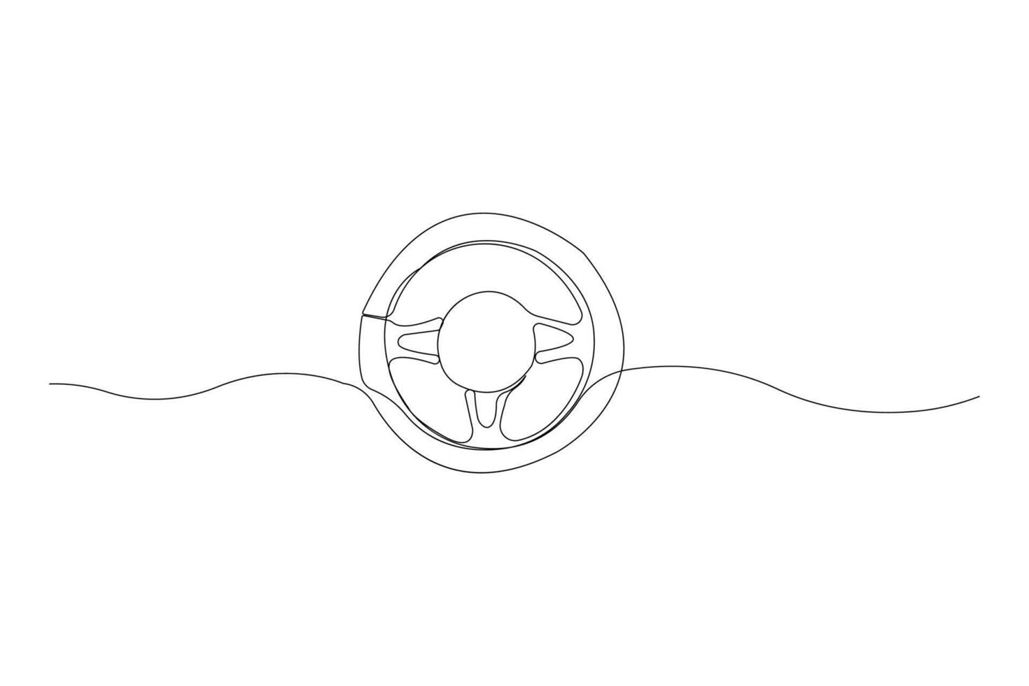 Hand-drawn steering wheel one-line art drawing. Steering continuous outline vector