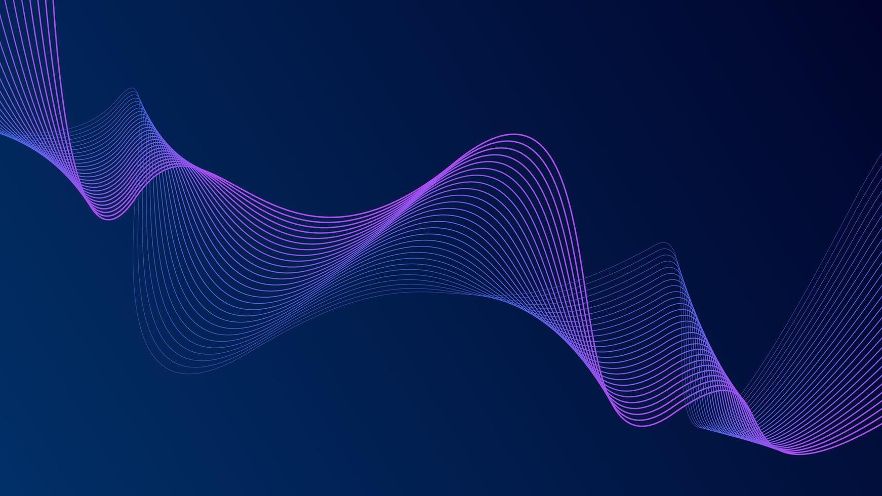 Abstract glowing wave lines on dark blue background. Dynamic wave pattern. Modern flowing wavy lines. Futuristic technology concept. Suit for banner, poster, cover, brochure, flyer, website vector
