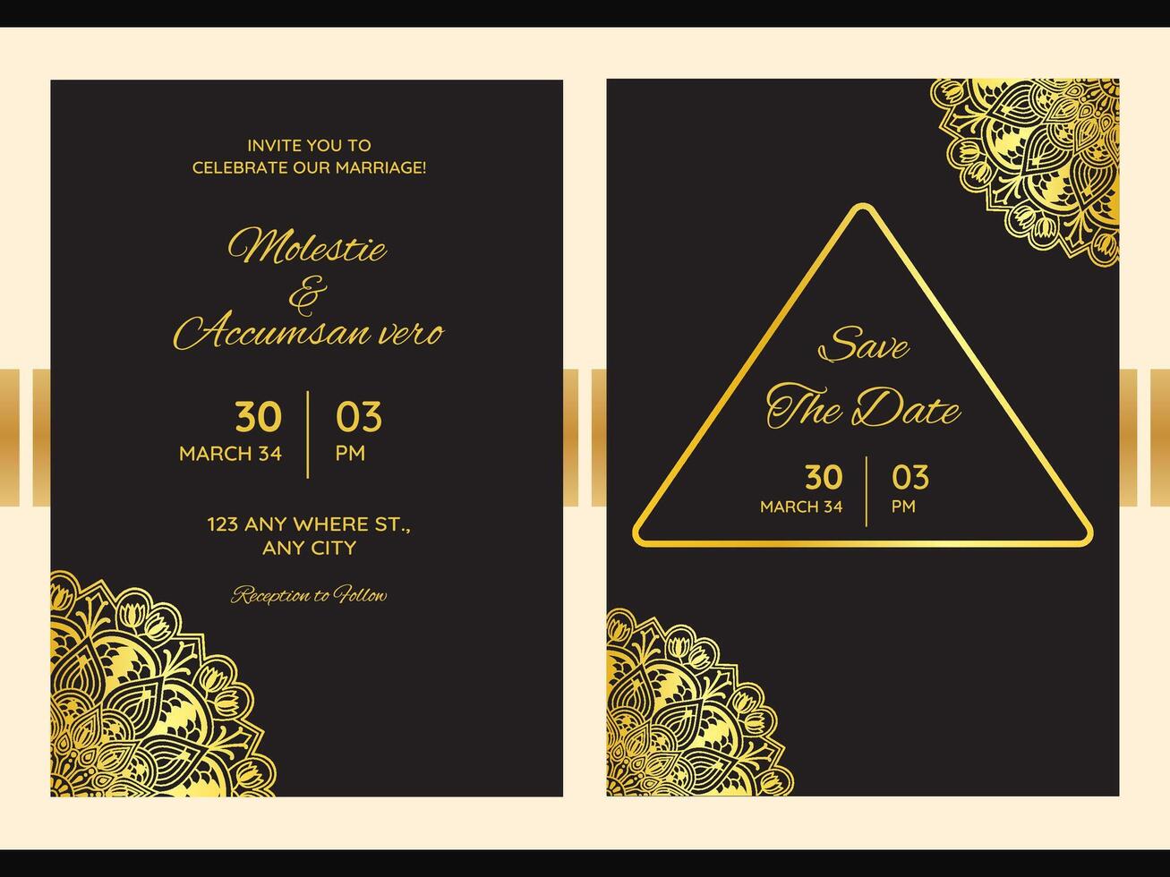 Luxury botanical pattern mandala wedding invitation card design background Template vector