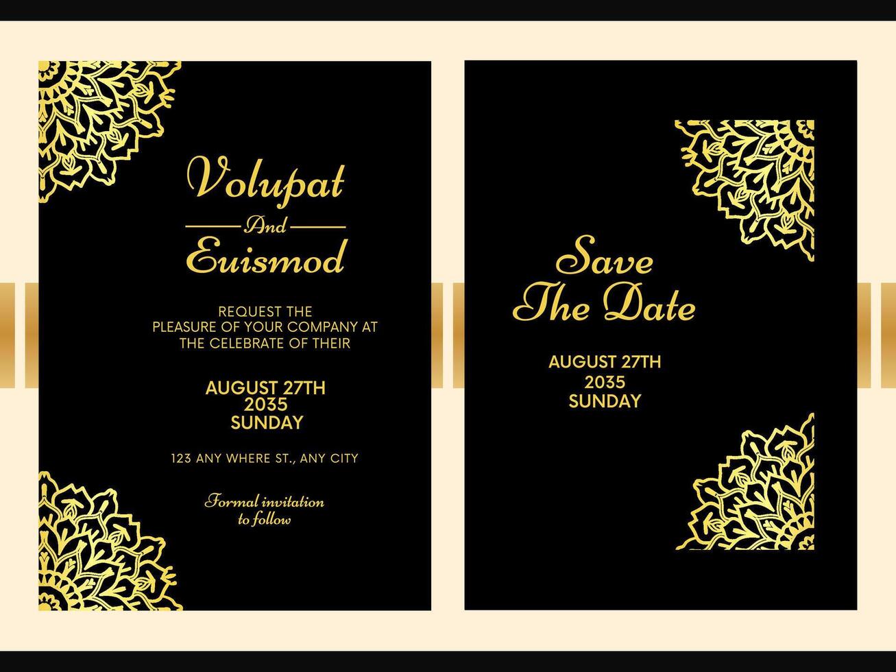 Save The Date greeting flower luxury Wedding card Invitation Template vector