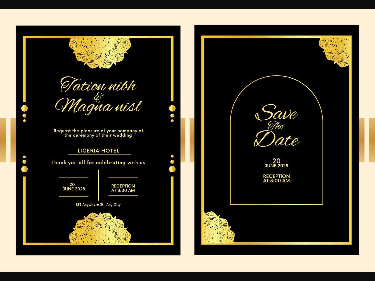 Save The Date flower bouquet luxury Wedding card Invitation Template vector