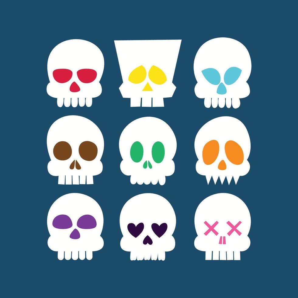 Collection of skulls with expressions vector
