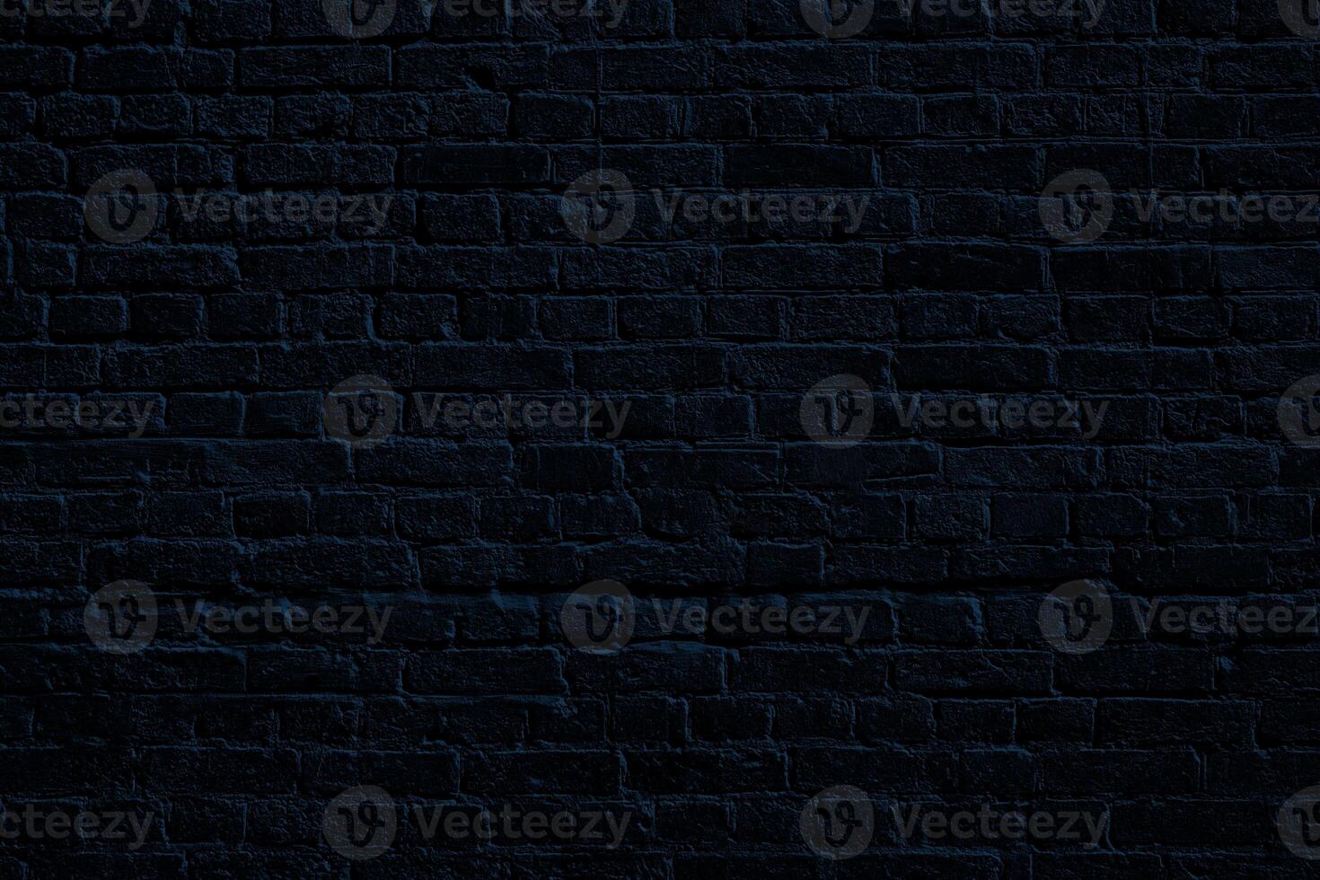 Blue brick wall. Loft interior design. Blue paint of facade. photo