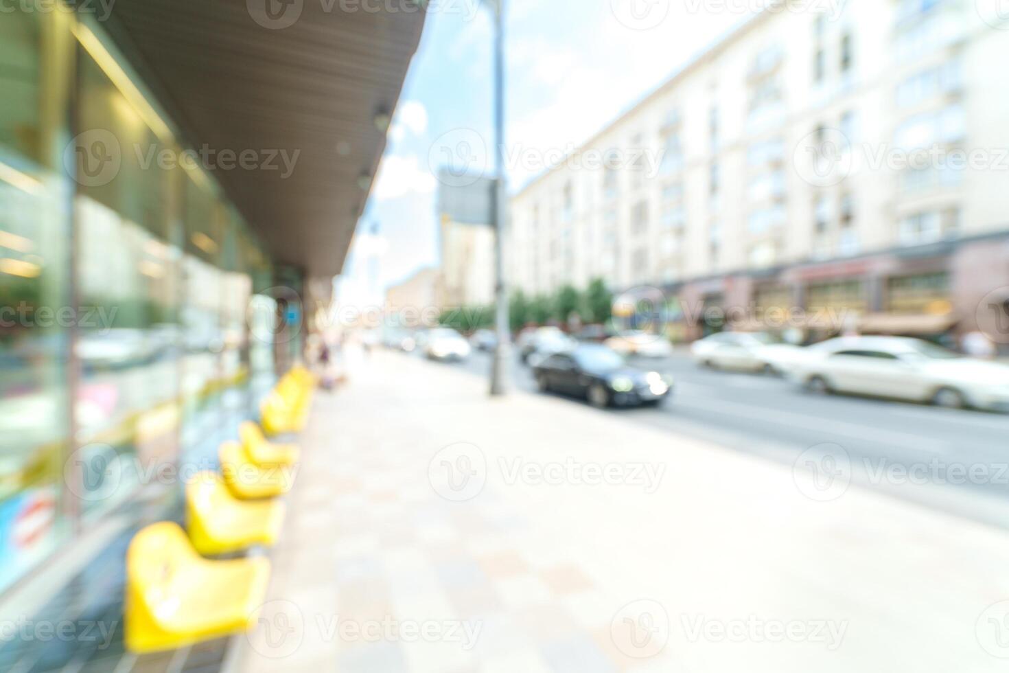Blurred background of a city street. Blurred photo of a modern city.
