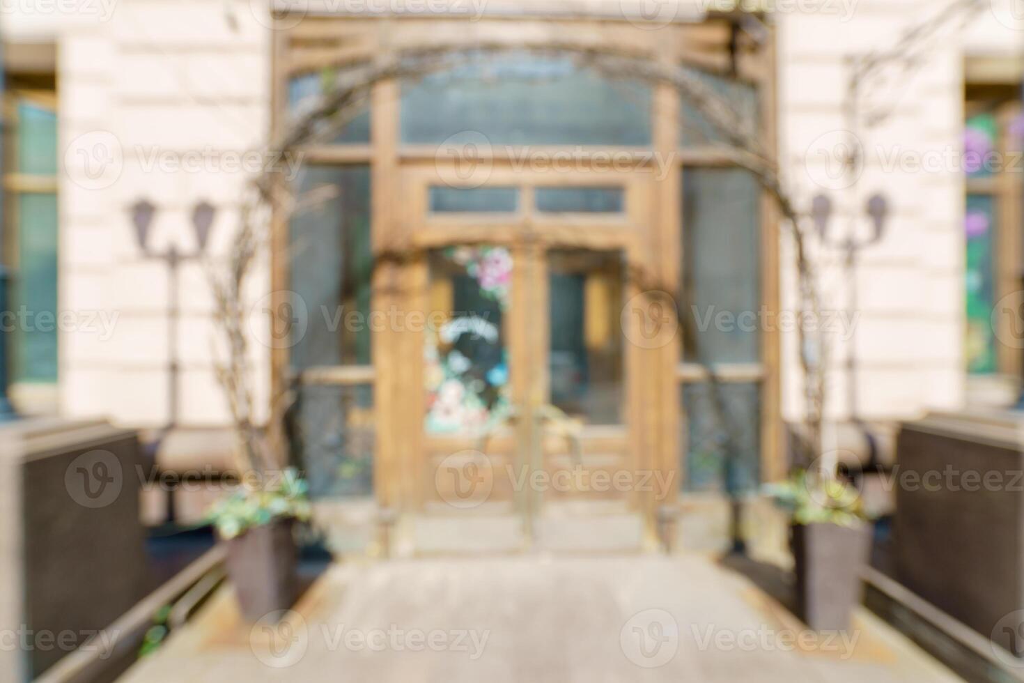 Blurred background of a city street. Blurred photo of a modern city.