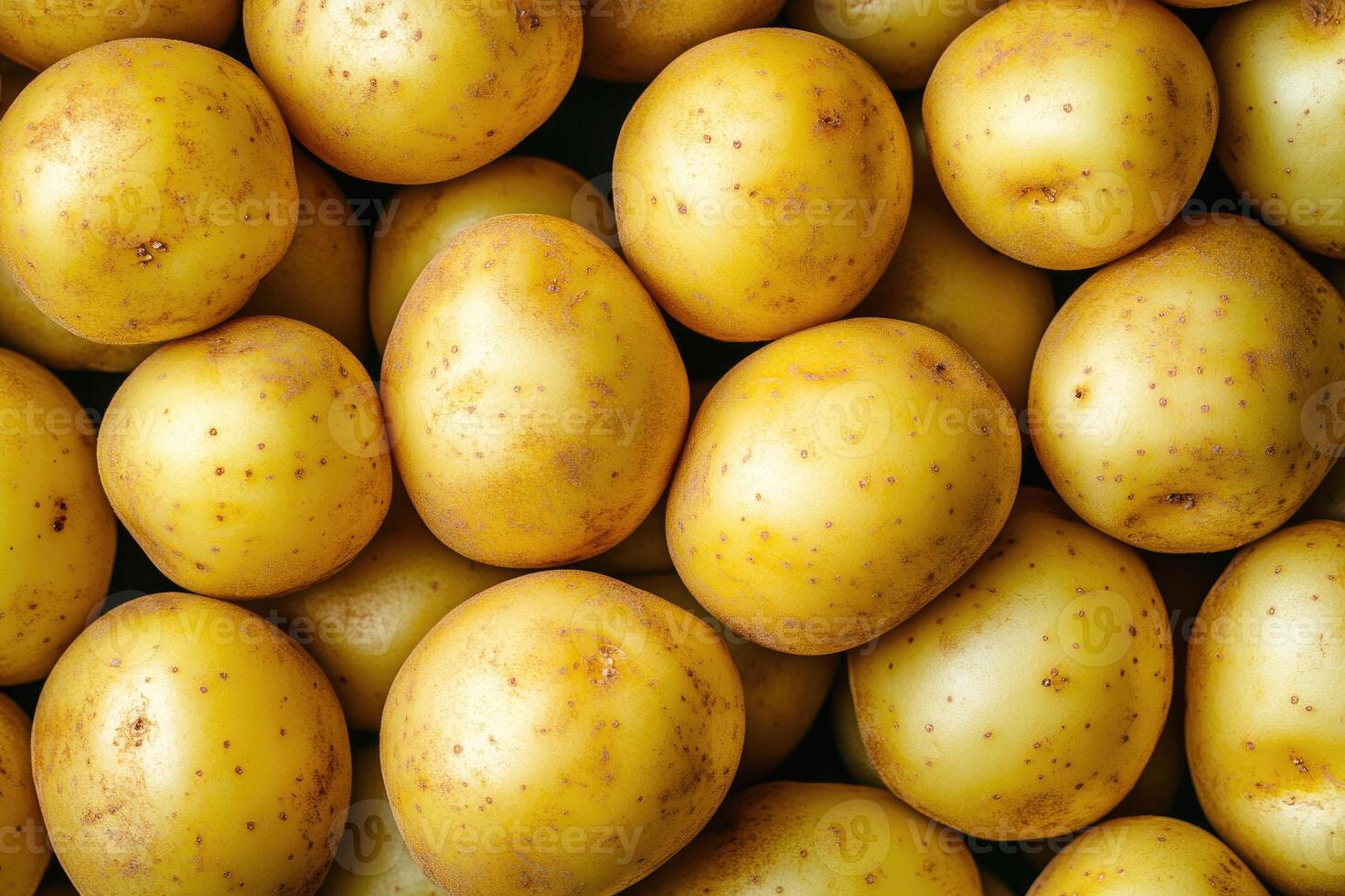 Raw yellow potatoes filling the frame in a natural food background photo