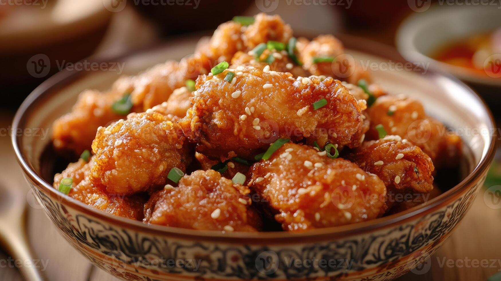 Sesame chicken wings are a popular chinese and asian dish photo