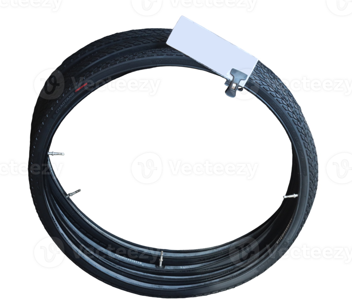 New black bicycle tires waiting for being mounted on bike png