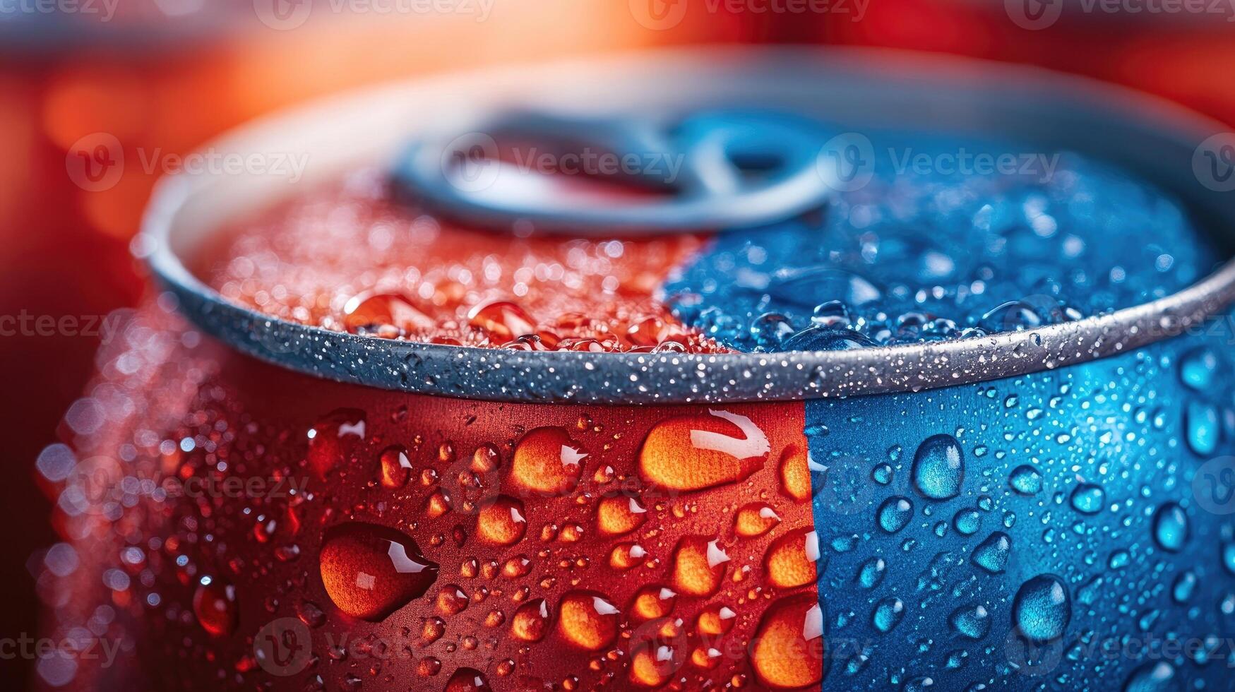 Refreshing cold soda can covered with condensation photo