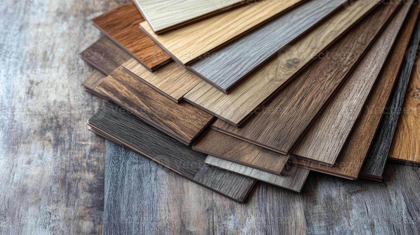 Choosing laminate flooring samples for new home renovation project photo