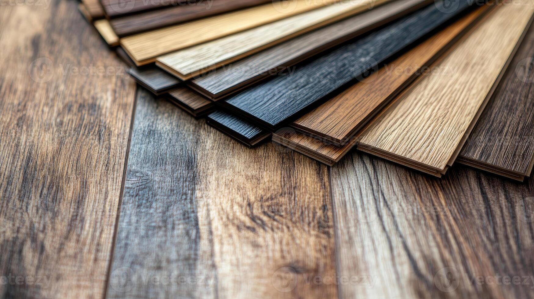 Choosing laminate flooring samples for new home renovation project photo