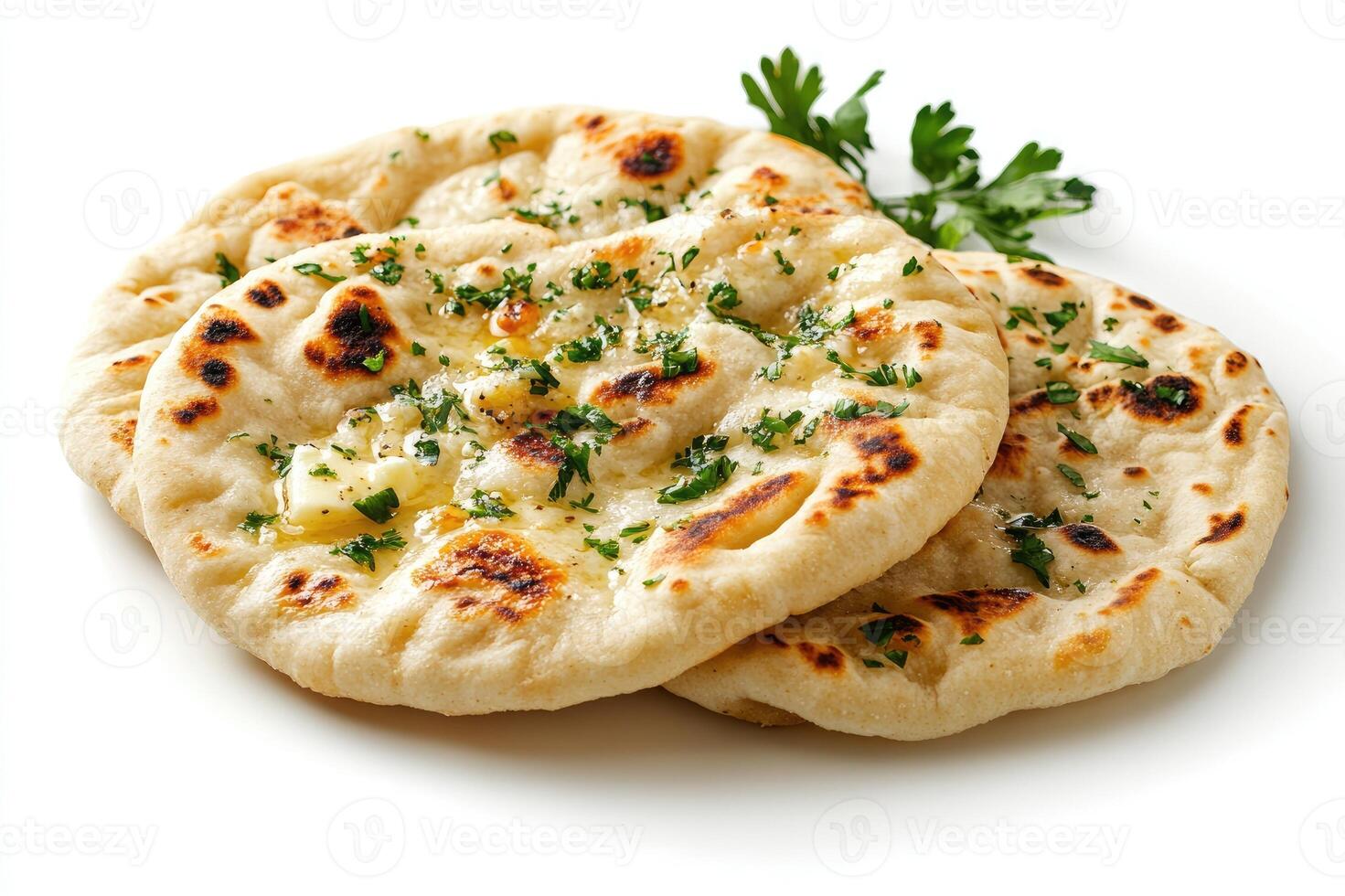 Delicious homemade garlic naan breads photo