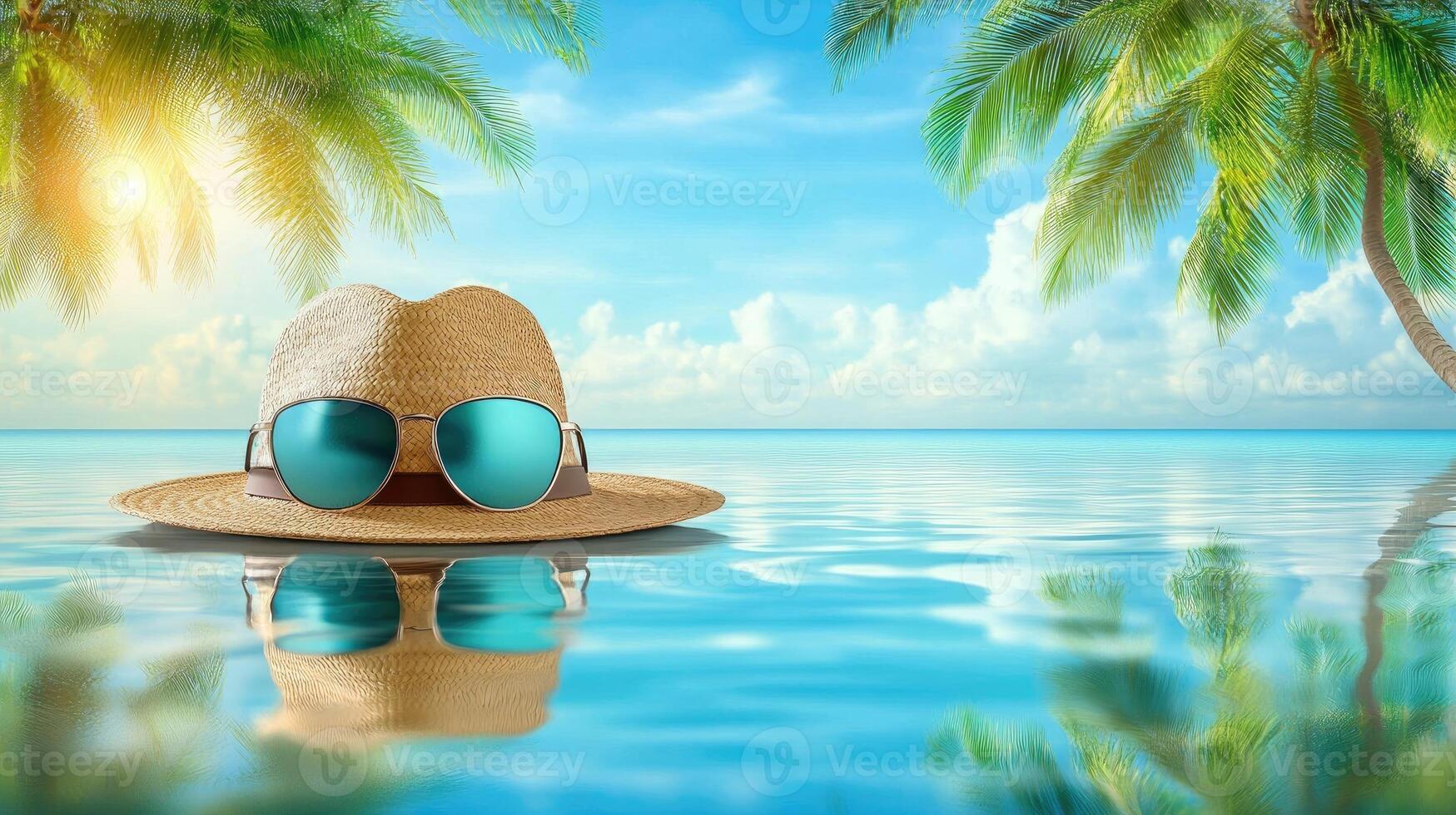 Summer accessories enjoying a relaxing day at the beach photo