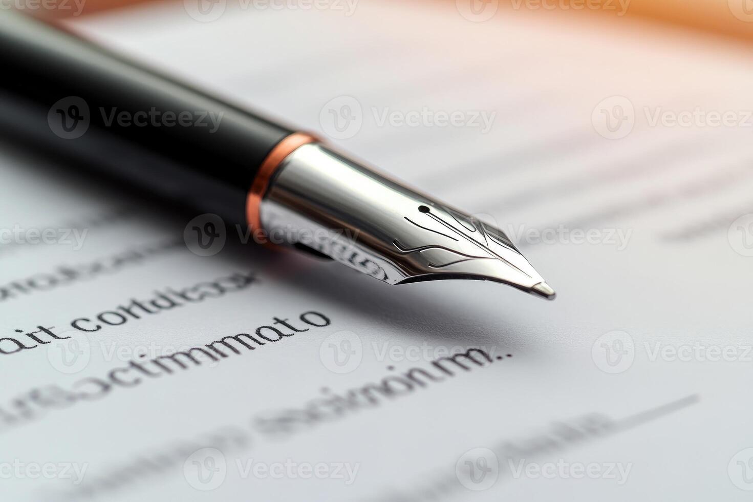 Elegant fountain pen lying on a letter waiting to be used photo