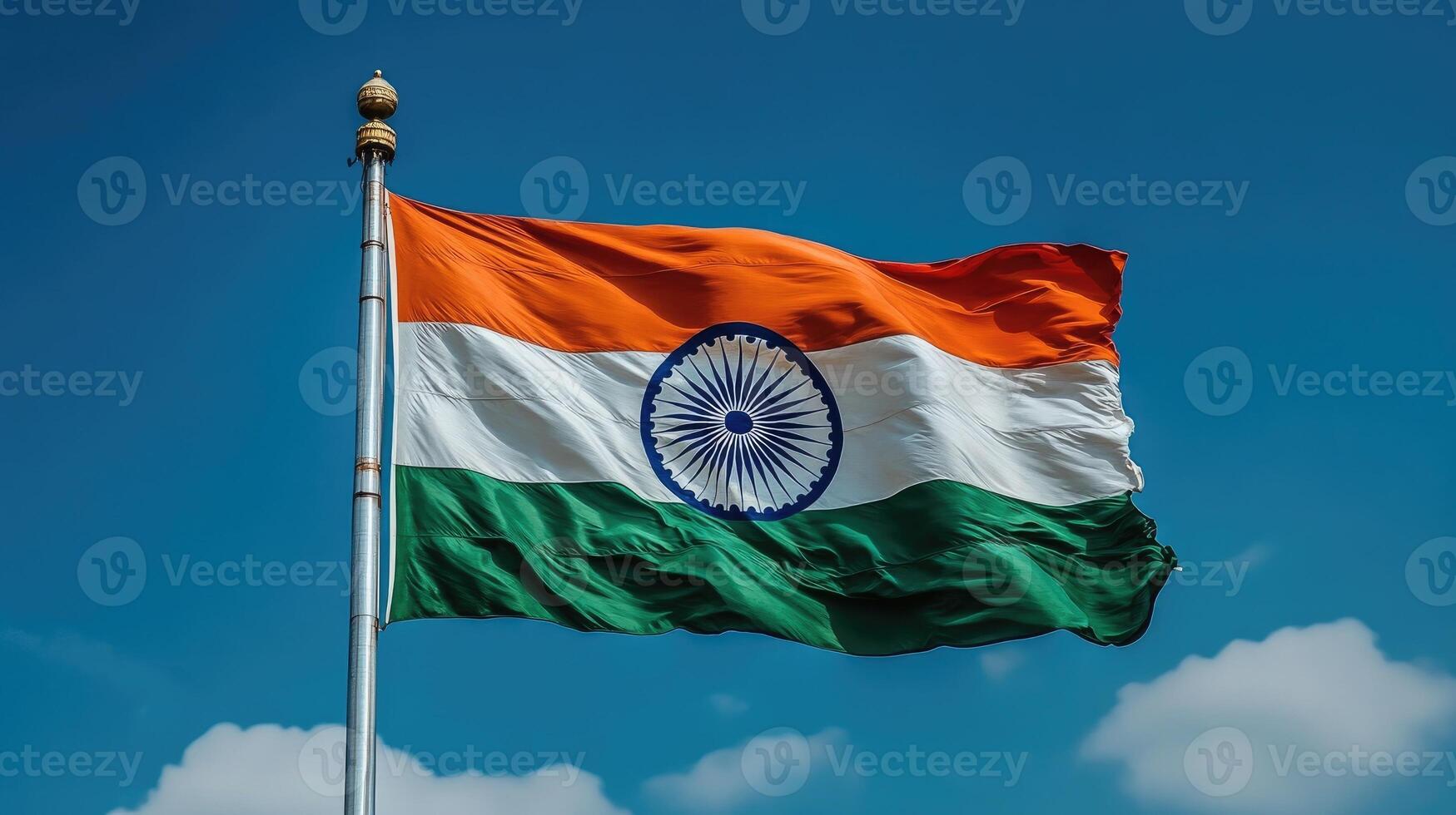 Indian flag waving in the wind on a sunny day photo