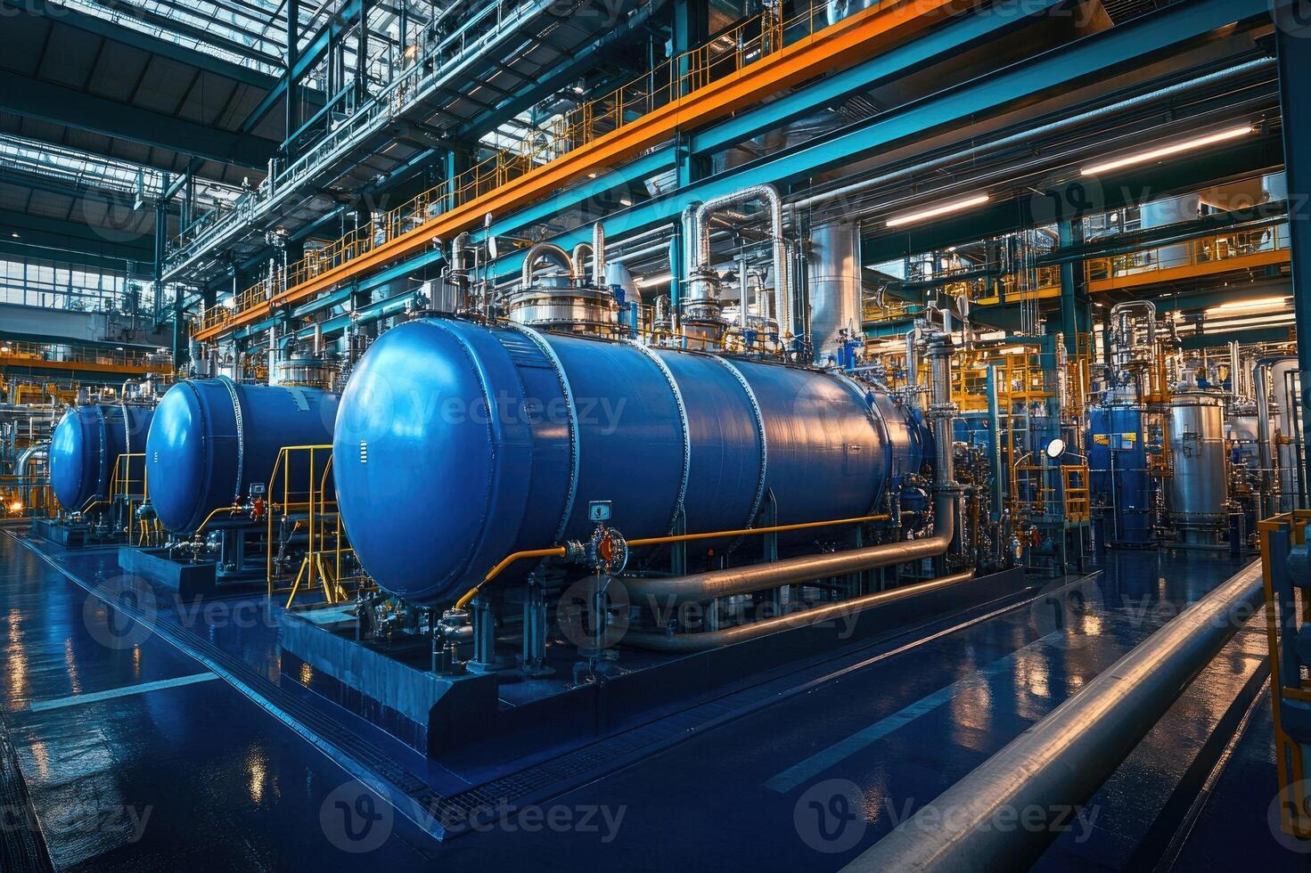 Large industrial autoclaves processing materials in modern factory photo