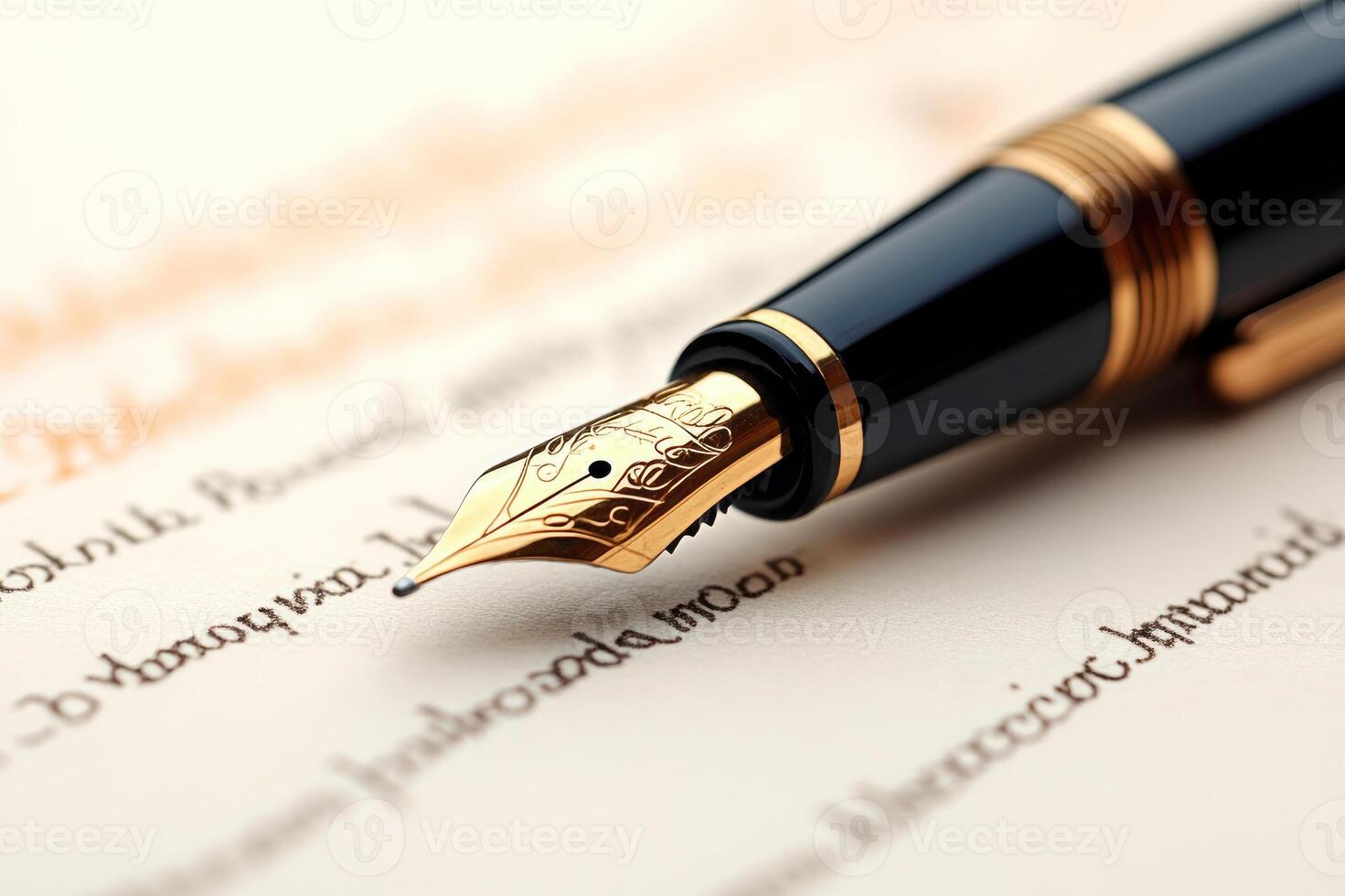 Elegant fountain pen writing on paper with cursive handwriting photo