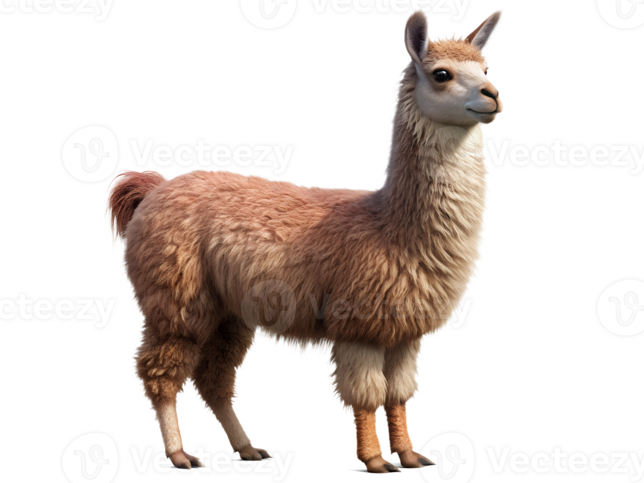 Alpaca, full body, isolated on transparent background png
