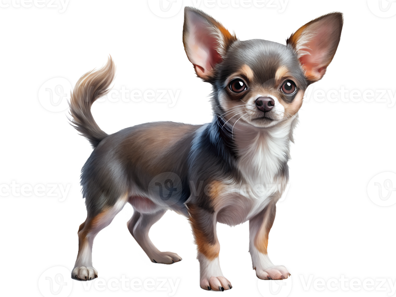 black and brown Chihuahua, full body, isolated on a transparent background png