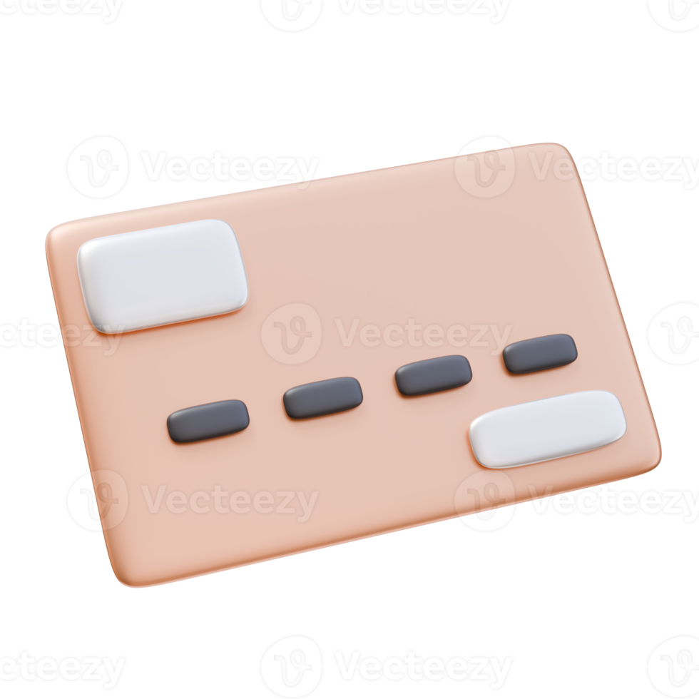 3D Icon Golden Plastic Credit Card with Chip. Store Sale Online Shopping Concept. 3D Illustration Design Web Mobile App png