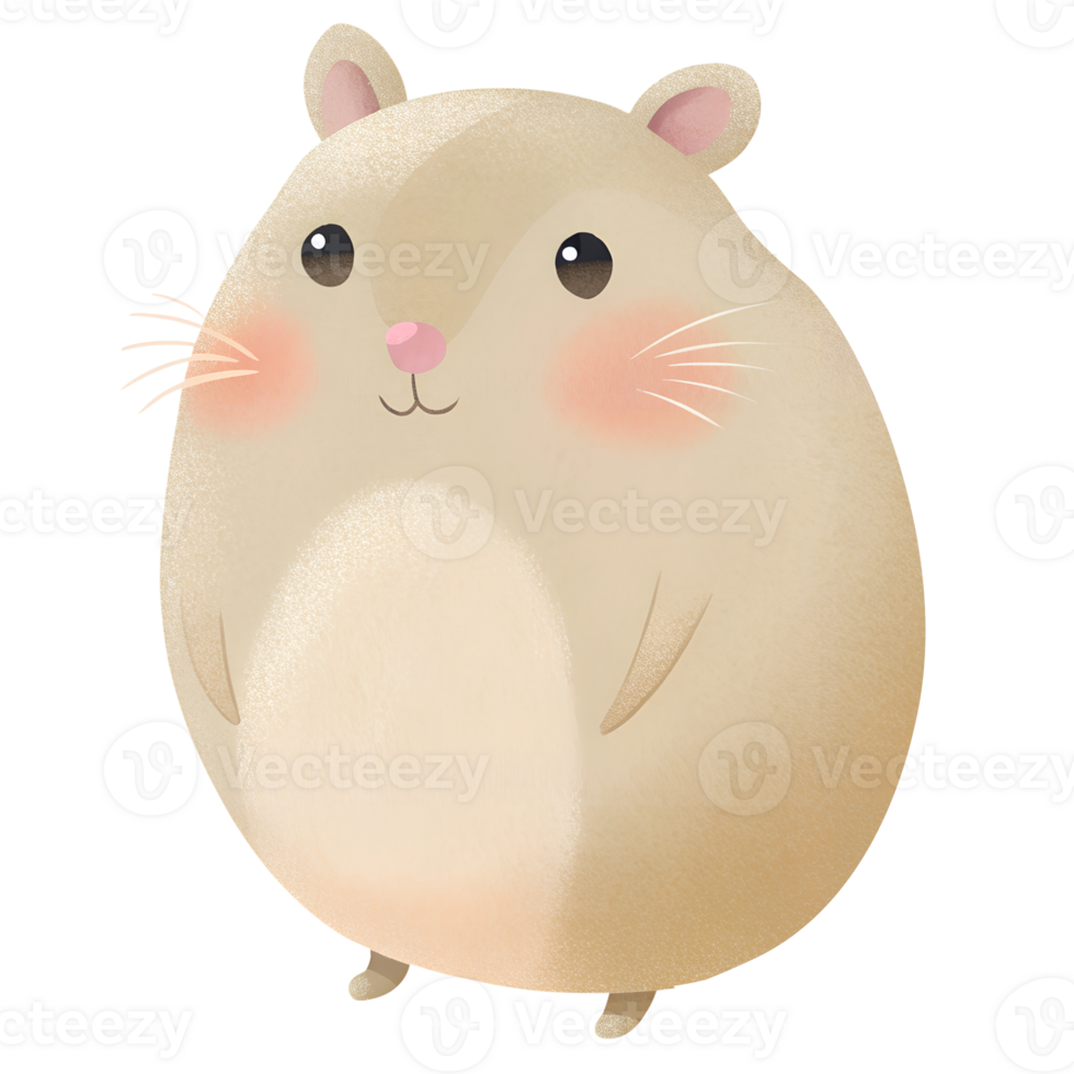 Illustration style cartoon cute, Fat Dwarf Hamster standing, simple and clean lines png