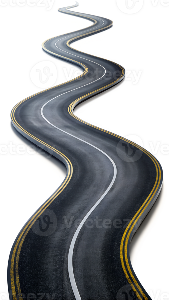 asphalt road, The winding curves isolated on transparent background png