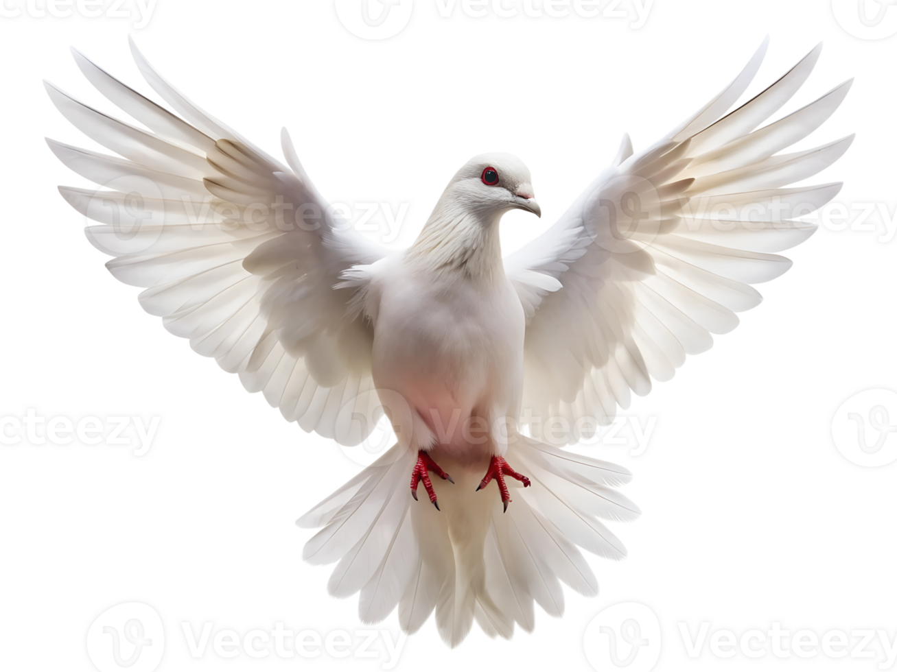 The white pigeon is spreading its wings and flyingisolated on transparent background png
