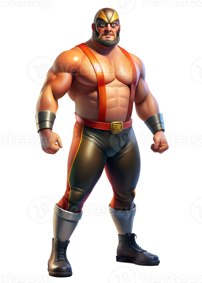 Wrestler, with mask, full body, isolated on a transparent background png