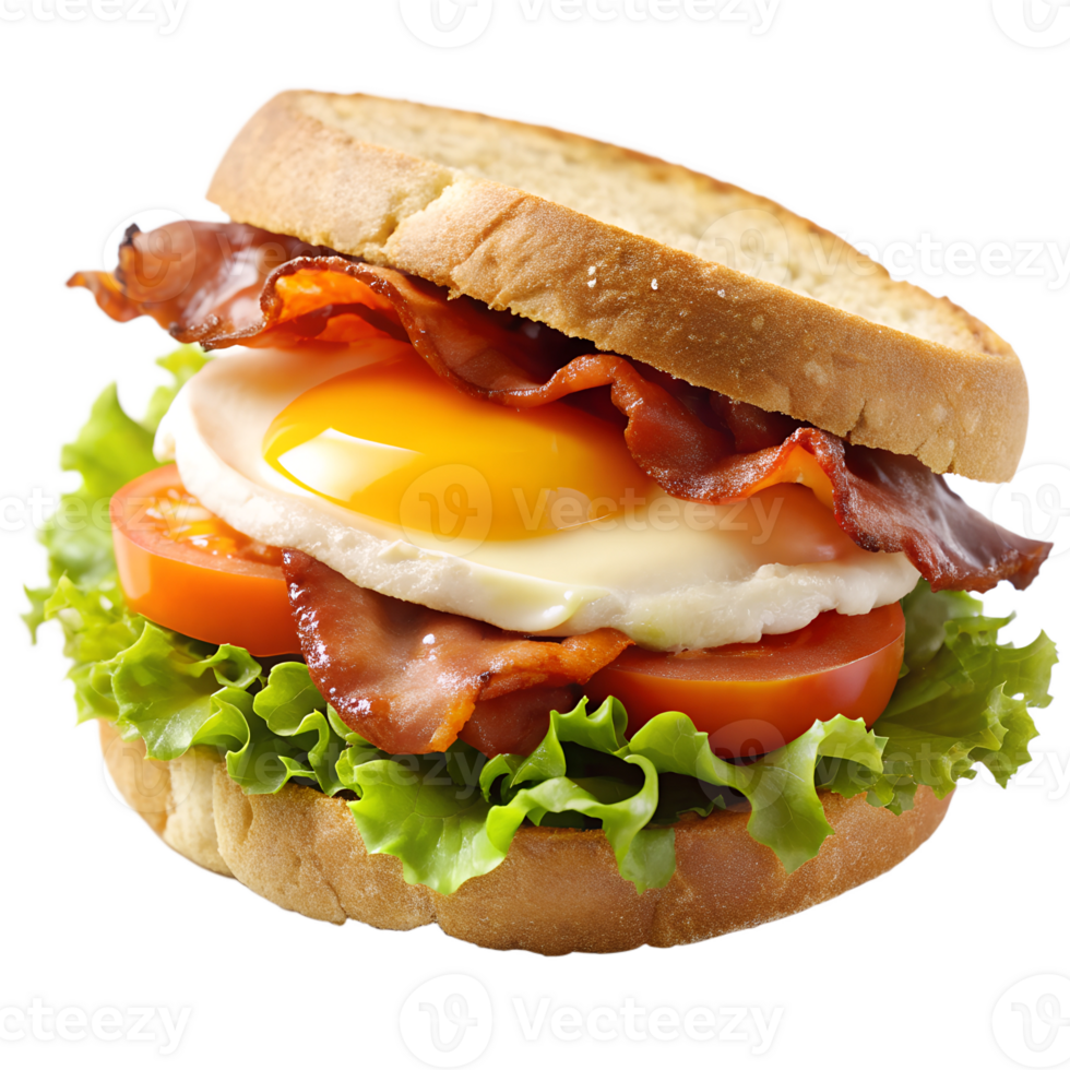 Delicious bacon egg sandwich on transparent background png