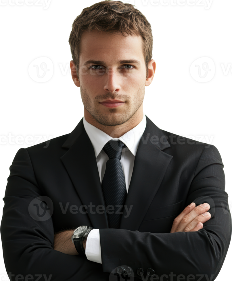 Confident Businessman in Suit and Tie Portrait png
