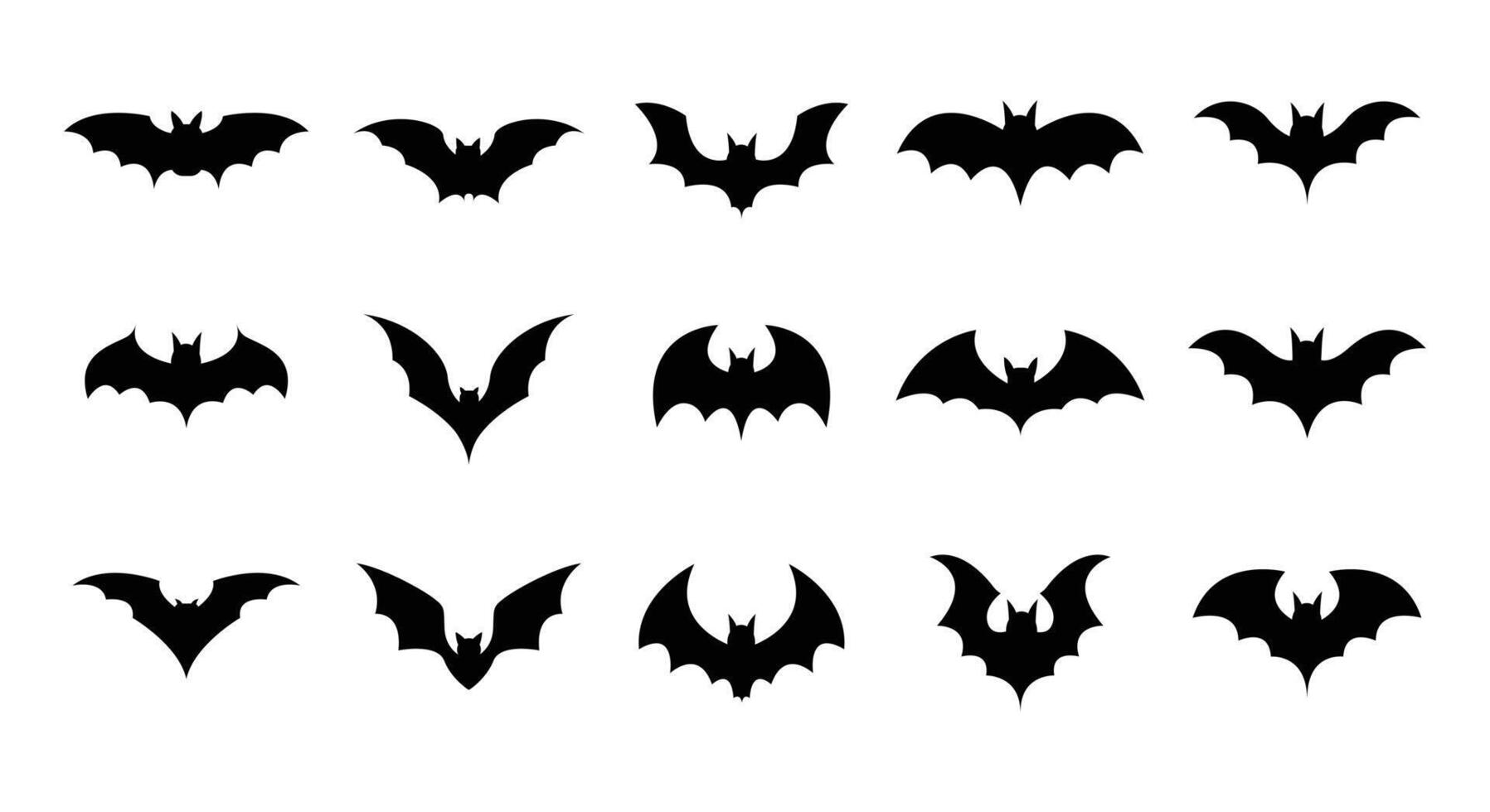 Set of flying vampire bat silhouettes icon for Halloween party vector
