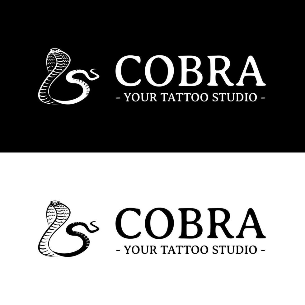 Striking cobra logo symbolizing strength and courage perfect for a tattoo studio or apparel brand vector