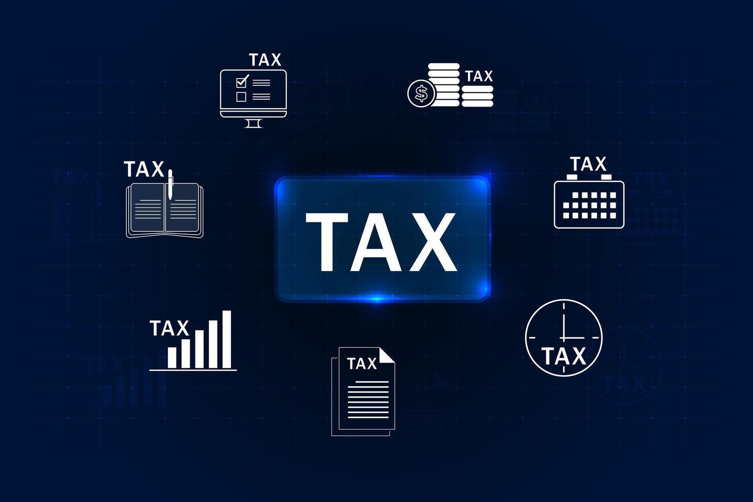 E-tax concept. Taxpayer using laptop filling out tax forms online for tax payment. State taxes, data analysis vector