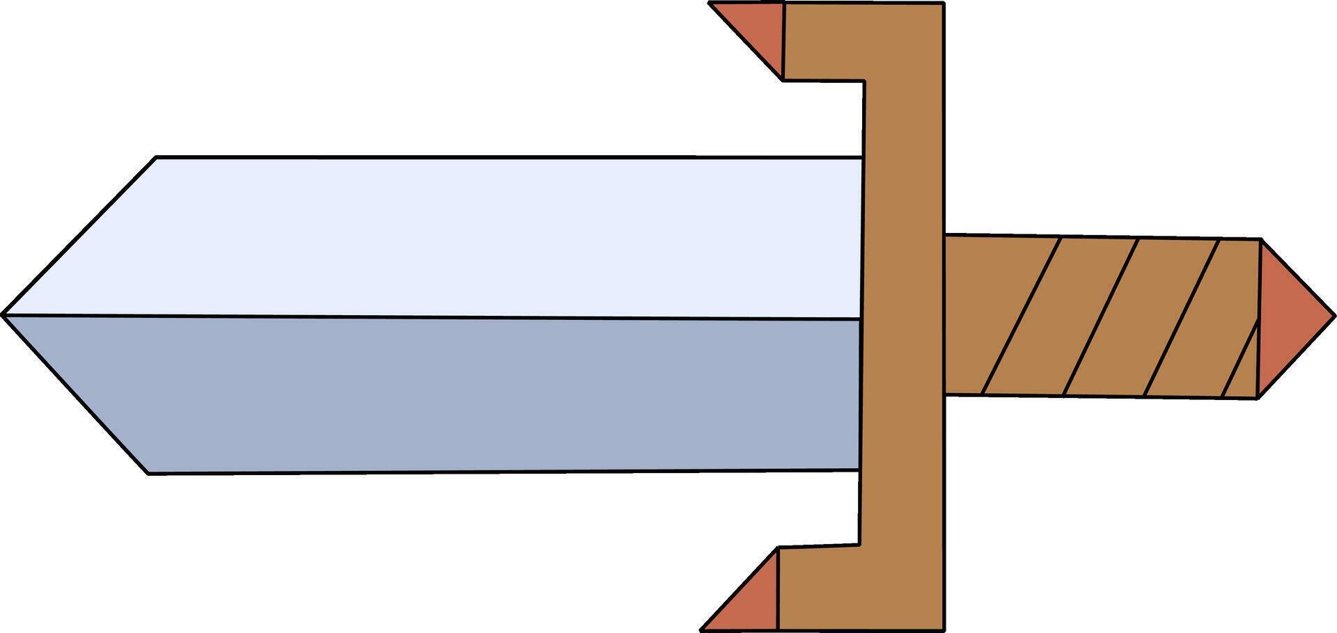 Simple Cartoon Sword with Brown Handle vector