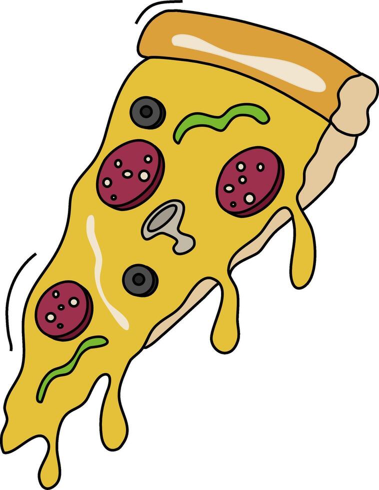 Cheesy Slice of Pizza with Toppings vector
