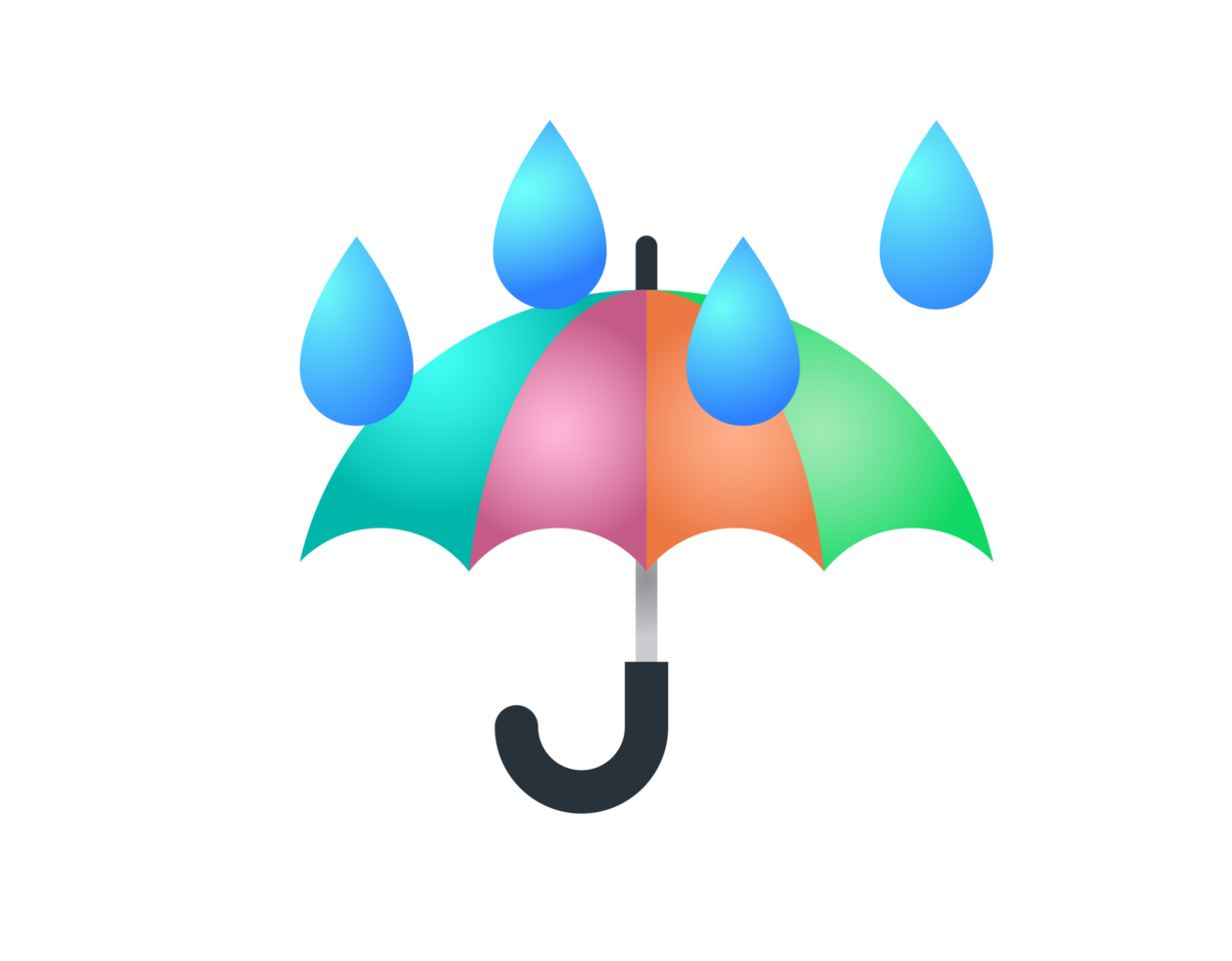 Gradient colorful outdoor beach umbrella icon with sand background png