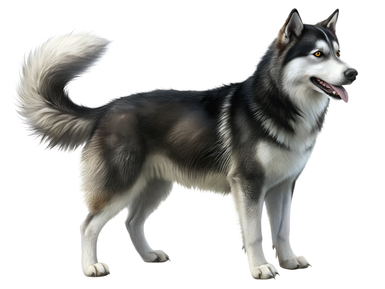side view siberian husky, full body, isolated on a transparent background png