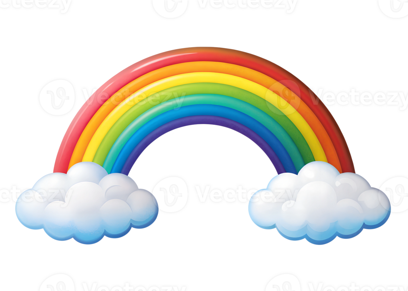 bellissimo arcobaleno con nuvole, isolato su un' trasparente sfondo png