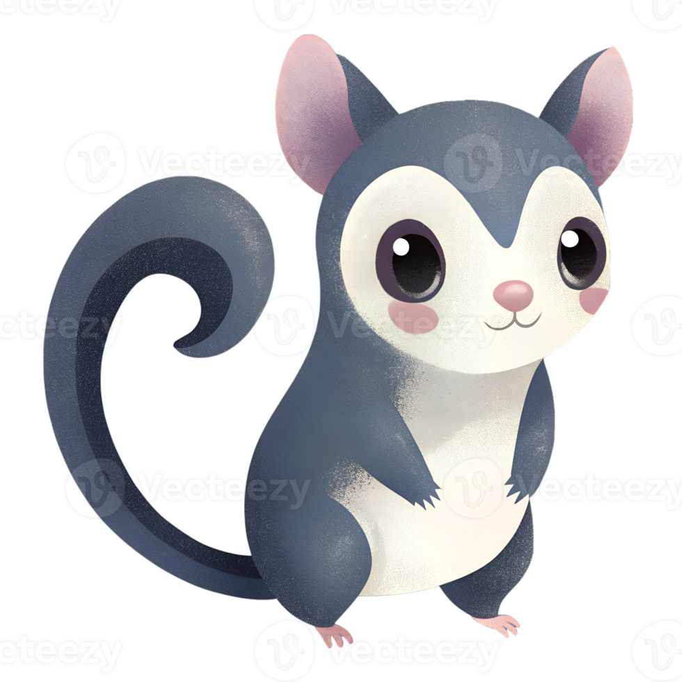 Illustration style cartoon cute, Sugar Glider standing, simple and clean lines png